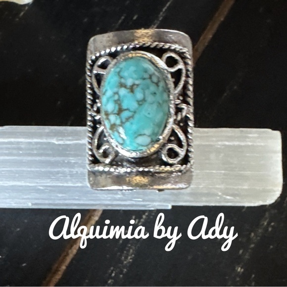 Alquimia Silver and Turquoise Ring adjustable cuff - Picture 1 of 1